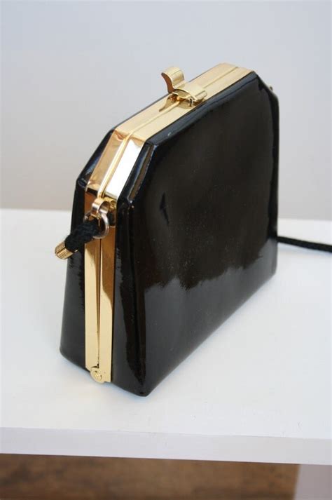 black patent evening clutch bag